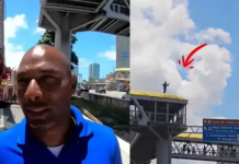 Homem é resgatado pelo Corpo de Bombeiros após protesto de cunho político em passarela da Avenida Paralela, em Salvador
